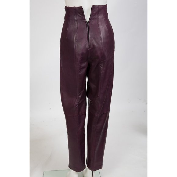 Brigid Brock 80s Aubergine Leather Pant Suit - Picture 7 of 10